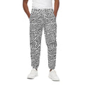 Grey And White Aztec Pattern Print Cotton Sweatpants