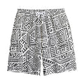 Grey And White Aztec Pattern Print Cotton Shorts