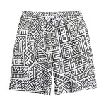 Grey And White Aztec Pattern Print Cotton Shorts
