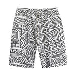 Grey And White Aztec Pattern Print Cotton Shorts
