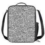 Grey And White Aztec Pattern Print Crossbody Lunch Bag