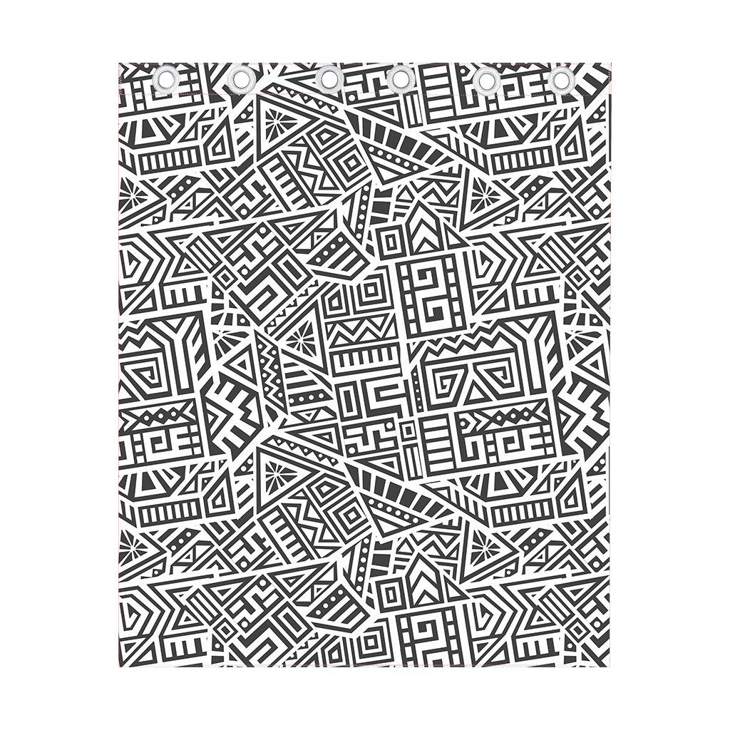 Grey And White Aztec Pattern Print Curtain