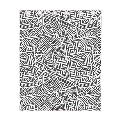 Grey And White Aztec Pattern Print Curtain