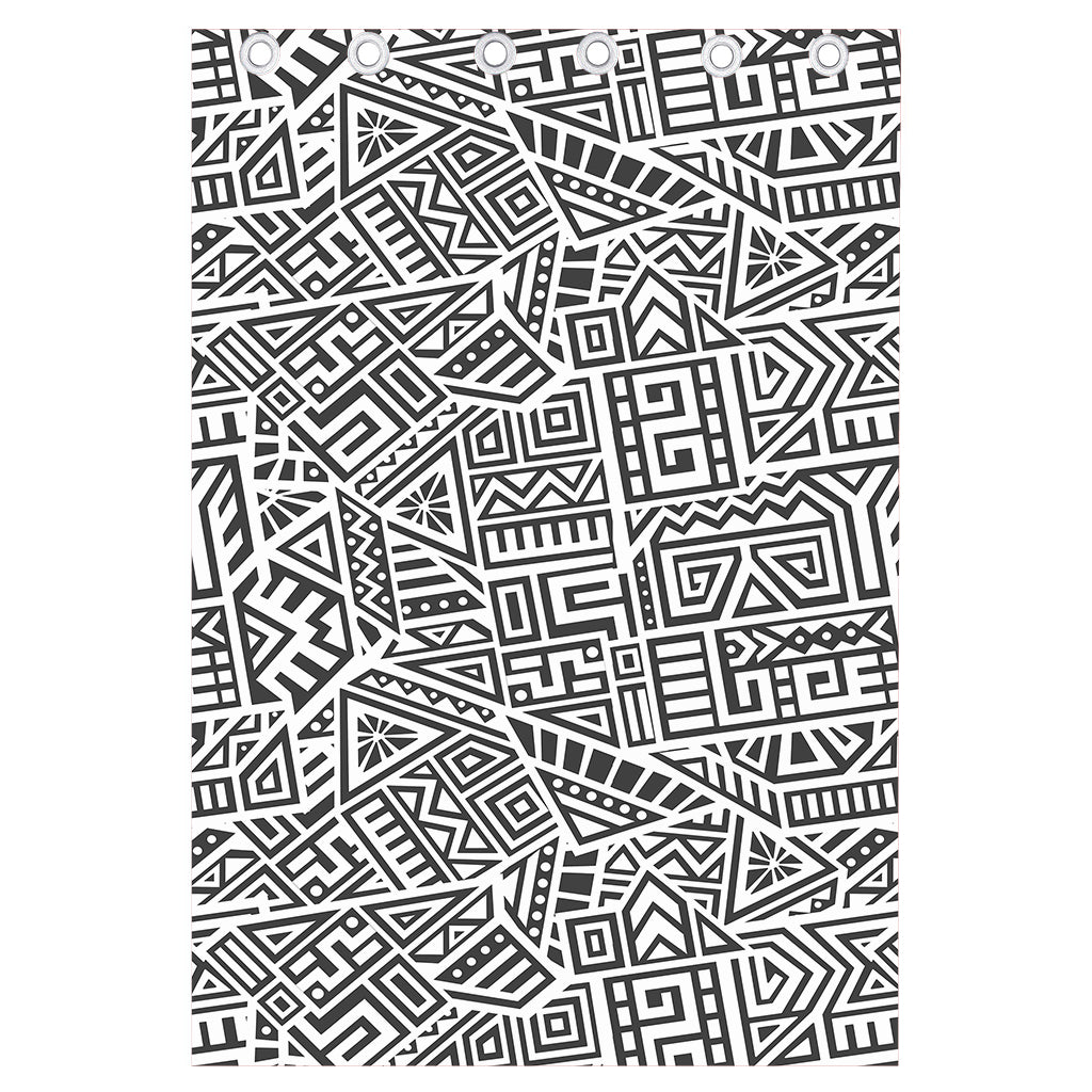Grey And White Aztec Pattern Print Curtain