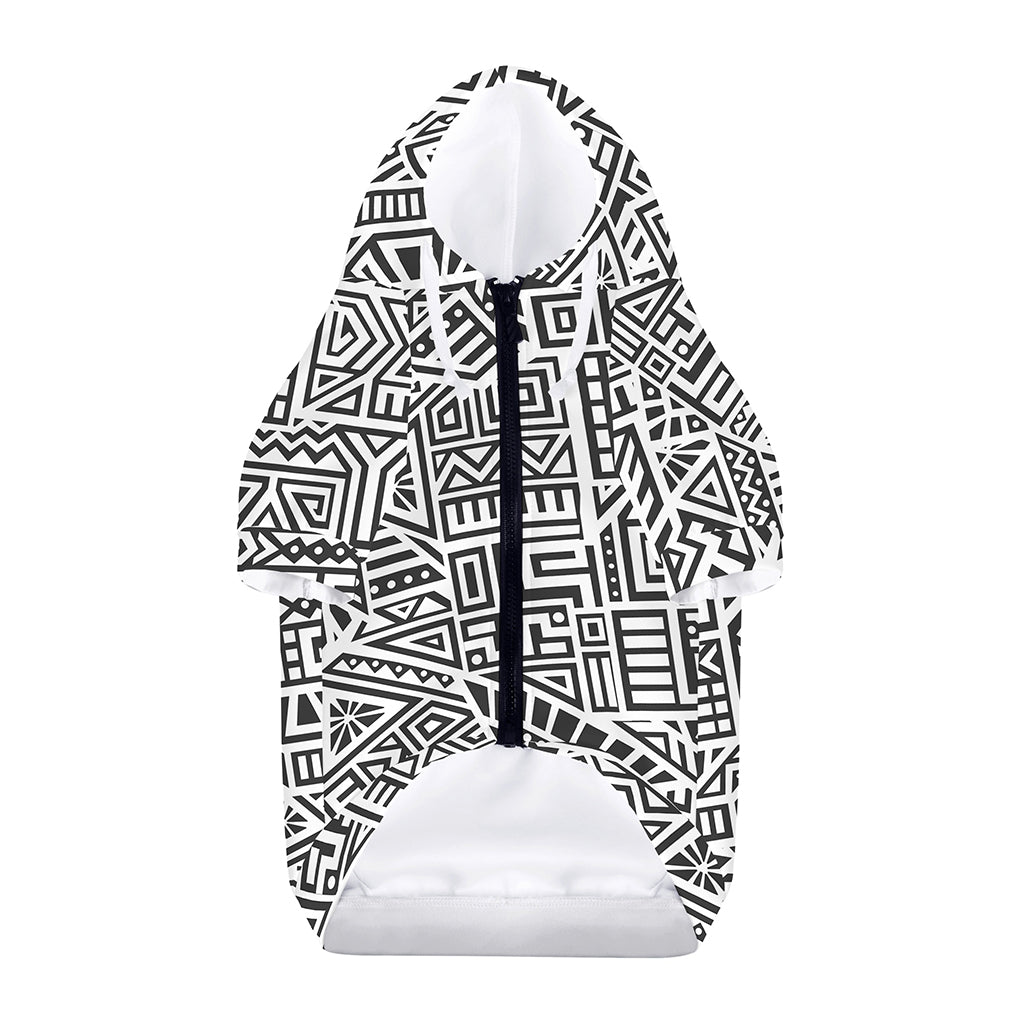 Grey And White Aztec Pattern Print Dog Zip Up Hoodie