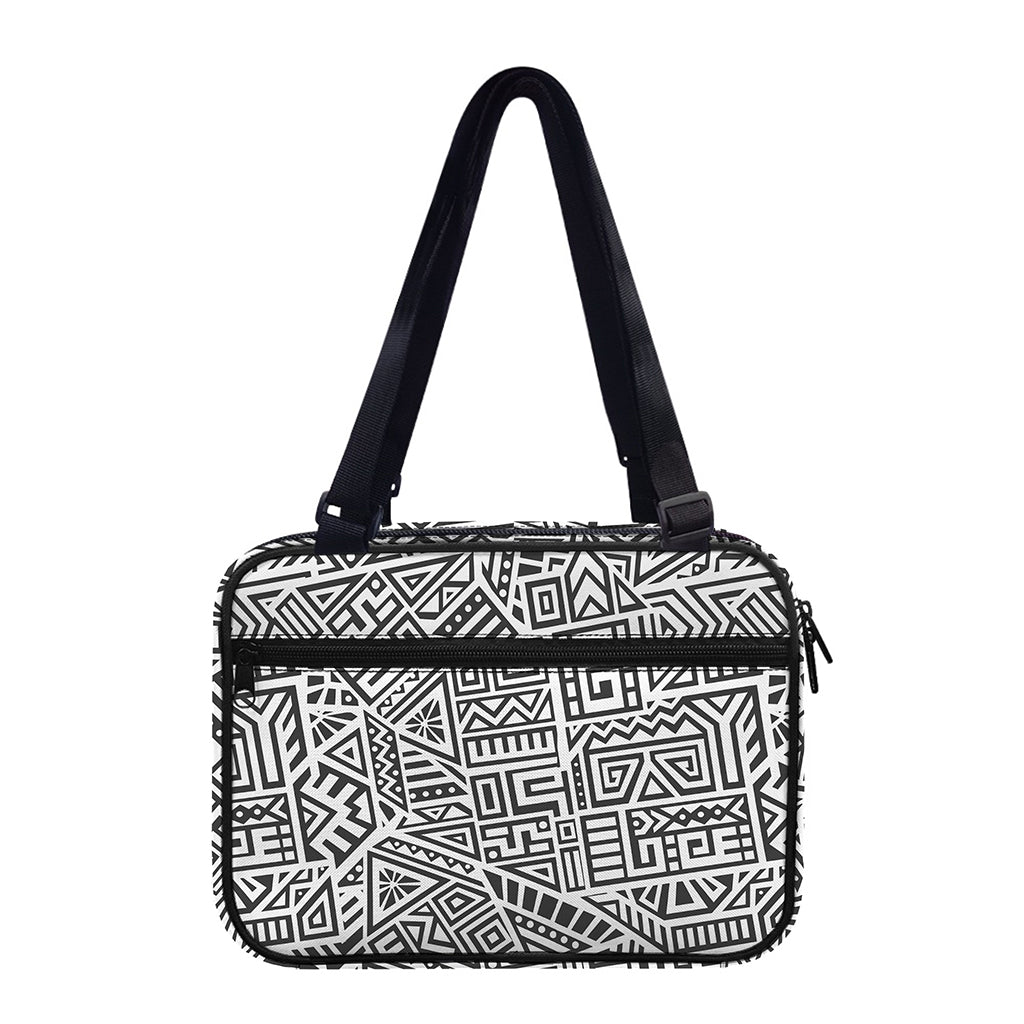 Grey And White Aztec Pattern Print Double Strap Bible Bag