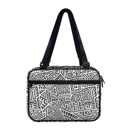 Grey And White Aztec Pattern Print Double Strap Bible Bag