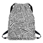 Grey And White Aztec Pattern Print Drawstring Backpack