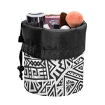 Grey And White Aztec Pattern Print Drawstring Makeup Bag