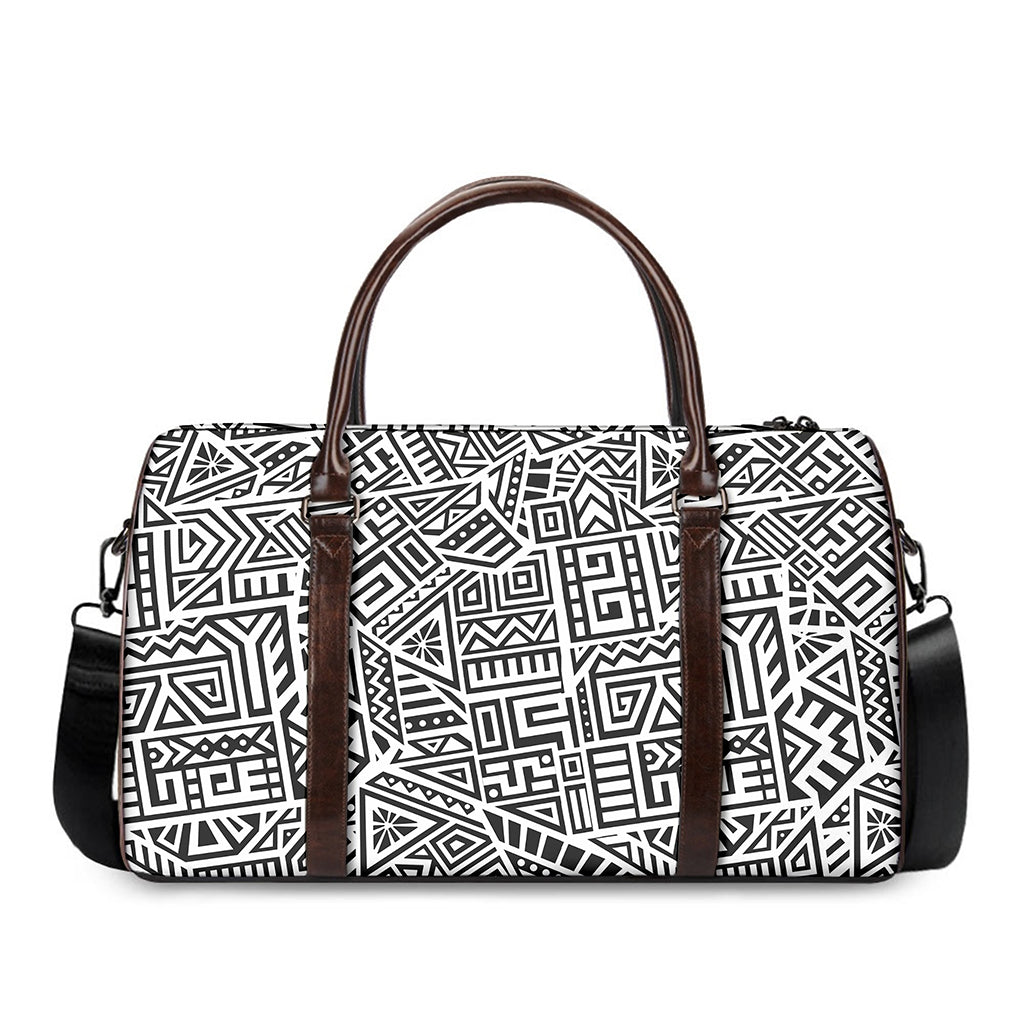 Grey And White Aztec Pattern Print Duffle Bag