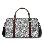 Grey And White Aztec Pattern Print Duffle Bag