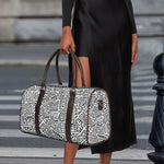Grey And White Aztec Pattern Print Duffle Bag