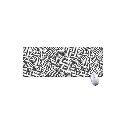 Grey And White Aztec Pattern Print Extended Mouse Pad