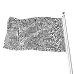 Grey And White Aztec Pattern Print Flag