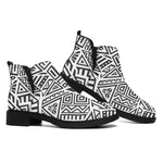Grey And White Aztec Pattern Print Flat Ankle Boots