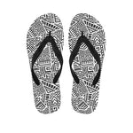 Grey And White Aztec Pattern Print Flip Flops