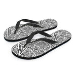 Grey And White Aztec Pattern Print Flip Flops