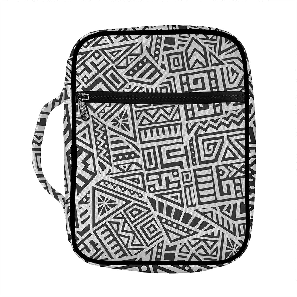 Grey And White Aztec Pattern Print Front Pocket Bible Bag