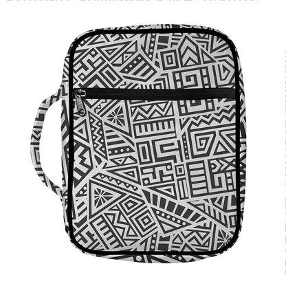 Grey And White Aztec Pattern Print Front Pocket Bible Bag