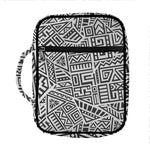 Grey And White Aztec Pattern Print Front Pocket Bible Bag