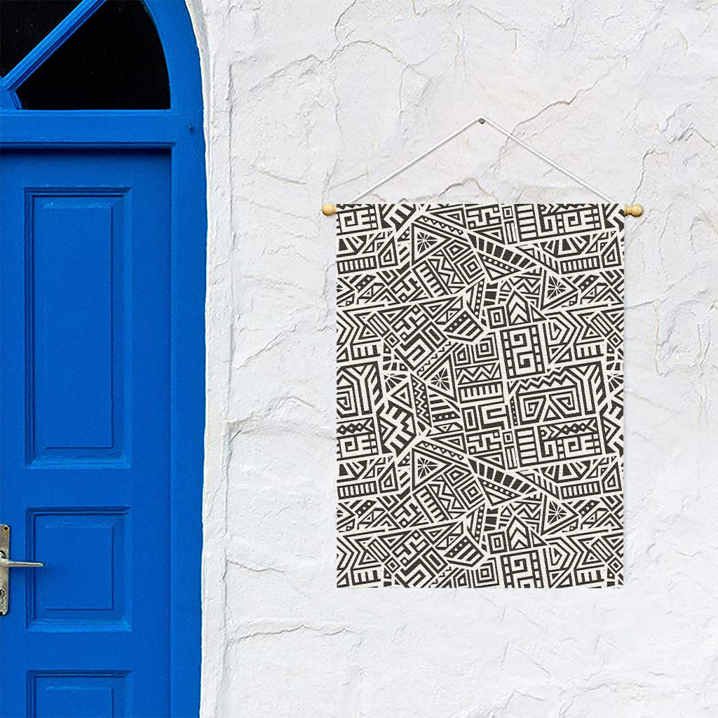 Grey And White Aztec Pattern Print Garden Flag