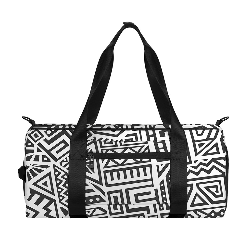 Grey And White Aztec Pattern Print Gym Bag