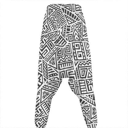 Grey And White Aztec Pattern Print Hammer Pants