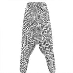 Grey And White Aztec Pattern Print Hammer Pants