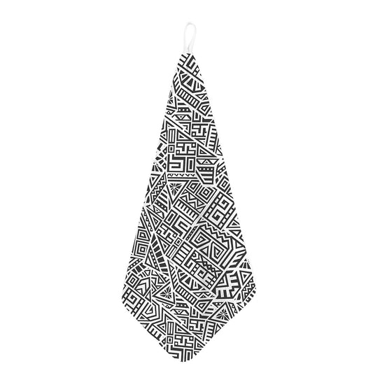 Grey And White Aztec Pattern Print Hand Towel