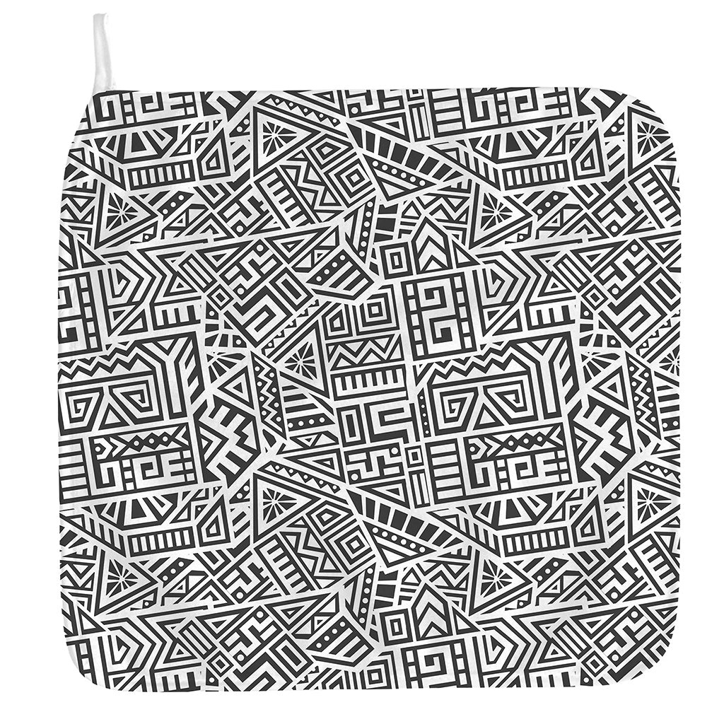 Grey And White Aztec Pattern Print Hand Towel