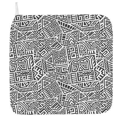 Grey And White Aztec Pattern Print Hand Towel