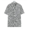 Grey And White Aztec Pattern Print Hawaiian Shirt