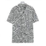 Grey And White Aztec Pattern Print Hawaiian Shirt