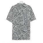 Grey And White Aztec Pattern Print Hawaiian Shirt