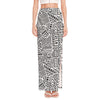 Grey And White Aztec Pattern Print High Slit Maxi Skirt