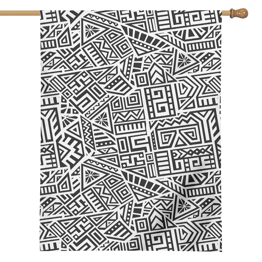 Grey And White Aztec Pattern Print House Flag
