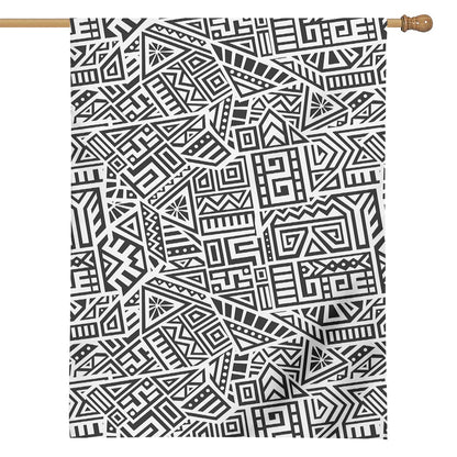 Grey And White Aztec Pattern Print House Flag