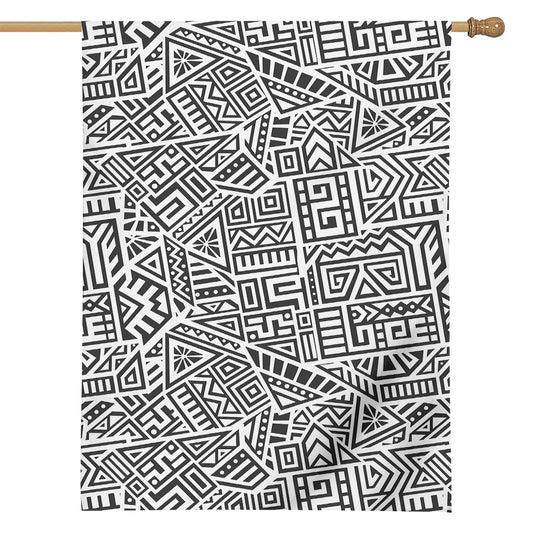 Grey And White Aztec Pattern Print House Flag