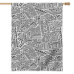Grey And White Aztec Pattern Print House Flag