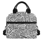 Grey And White Aztec Pattern Print Insulated Lunch Bag