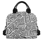 Grey And White Aztec Pattern Print Insulated Lunch Bag