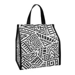 Grey And White Aztec Pattern Print Insulated Lunch Tote