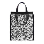 Grey And White Aztec Pattern Print Insulated Lunch Tote