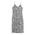 Grey And White Aztec Pattern Print Jersey Midi Cami Dress