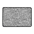 Grey And White Aztec Pattern Print Kitchen Mat