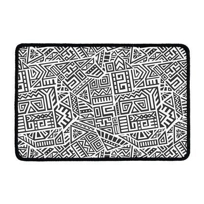 Grey And White Aztec Pattern Print Kitchen Mat