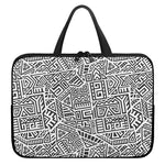 Grey And White Aztec Pattern Print Laptop Sleeve With Handle
