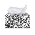 Grey And White Aztec Pattern Print Leather Tissue Box Cover