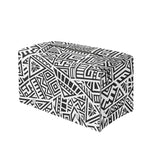 Grey And White Aztec Pattern Print Leather Tissue Box Cover