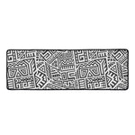 Grey And White Aztec Pattern Print Long Kitchen Mat